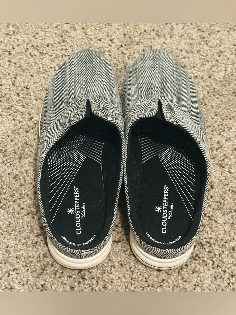 Cloudsteppers by Clarks Men's Black & White Herringbone Slip-On Loafers